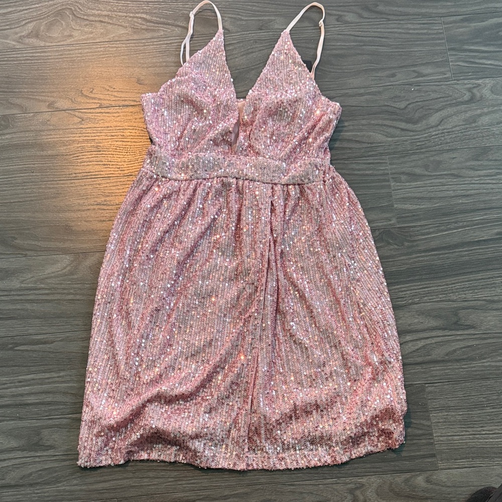 Fashion Nova Sparkling Pink Mini Dress